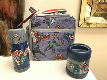 Selling with online payment: Pottery Barn Avenger LUNCH BOX+Justice League Water bottle+Thermo