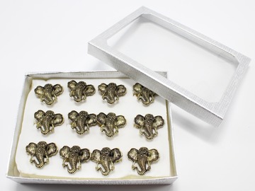 Buy Now: One Dozen Lucky Elephant Adjustable Rings in Display Box #R1240
