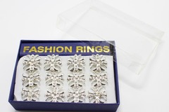 Buy Now: Dozen Silver Rhinestone Adjustable Rings in Box #R2015
