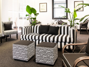 Book a meeting | $: Balcony Bar Black & White Room | A space best suited for offsite