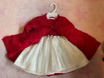 Selling with online payment: Red & White Formal Dress w/ matching coat