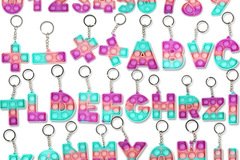 Liquidation/Wholesale Lot: 80PCS-Fidget Toys, Letter Number Pop it Bubble Spinner Keychains