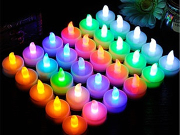 Buy Now: 96 pcs  Battery Powered Coloful Glowing Candle Light
