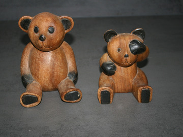 Biete Hilfe: Bären Pärchen aus Holz ♥ Deko ca. 14 & 12 cm hoch 