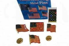 Liquidation/Wholesale Lot:  (96) Sets Of 4 American Flag Lapel Pins - Gold Butterfly Backing