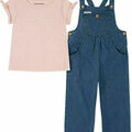 Selling with online payment: Calvin Klein Girls S/S Rose 2pc Overall Set Size 2T 3T 4T 4 5 6 6
