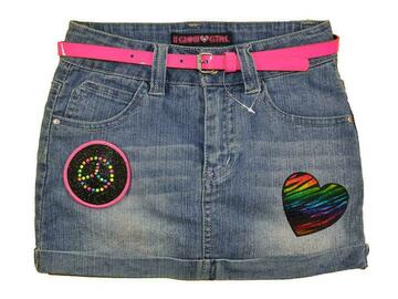 Selling with online payment: U Glow Girl Girls Blue Peace Patch Belted Skort Size 4 5 6 6X $32