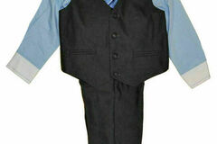 Selling with online payment: James Morgan Toddler Boys Blue Shirt 4pc Gray Suit Pant Set Size 