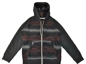 Selling with online payment: Quiksilver Big Boys Dark Charcoal Stripe Hoodie Size 12 (Medium) 