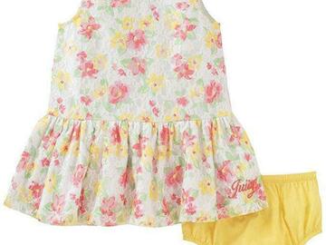 Selling with online payment: Juicy Couture Baby Girls Lace Floral Dress w/Panty  0/3M 3/6M 6/9