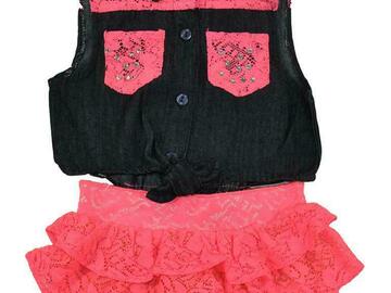 Selling with online payment: Pinkhouse Toddler/Little Girls Chambray & Pink Romper 2T 3T 4T 4 