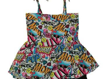 Selling with online payment: Pinkhouse Girls Multi-Color Pop Art Peplum Romper 4 5/6 6X 7/8 10