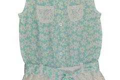 Selling with online payment: Pinkhouse Little/Big Girls Aqua Floral Lace Detailed Romper Size 