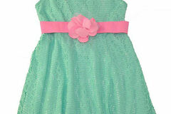 Selling with online payment: Sweet Vintage Toddler/Little Girls Mint Laced Dress W/Belt 2T 3T 