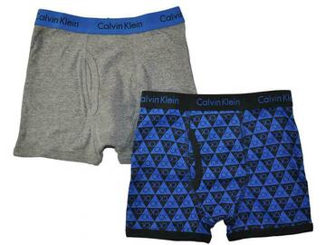 Selling with online payment: Calvin Klein Boys Gray & Blue 2 Pack Boxer Briefs Size 4/5 6/7 8/