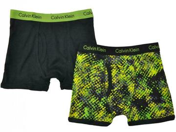 Selling with online payment: Calvin Klein Boys Lime & Black 2 Pack Boxer Briefs Size 4/5 6/7 8