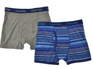Selling with online payment: Calvin Klein Boys Gray & Blue 2 Pack Boxer Briefs Size 8/10 12/14