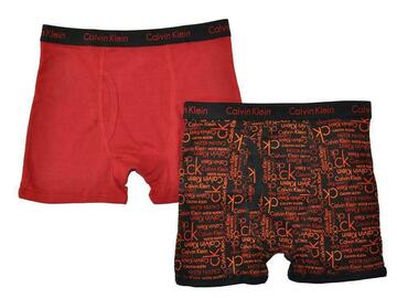 Selling with online payment: Calvin Klein Boys Blac/Orange 2 Pack Boxer Briefs Size 4/5 6/7 8/