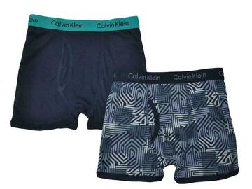 Selling with online payment: Calvin Klein Boys Navy & Teal 2 Pack Boxer Briefs Size 4/5 6/7 8/