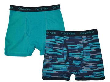 Selling with online payment: Calvin Klein Boys Navy & Teal 2 Pack Boxer Briefs Size 4/5 6/7 8/