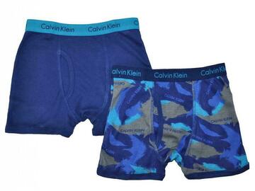 Selling with online payment: Calvin Klein Boys Blue Print 2 Pack Boxer Briefs Size 4/5 6/7 8/1