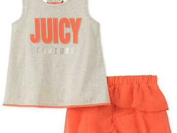 Selling with online payment: Juicy Couture Infant Girls Gray & Coral 2pc Short Set Size 12M 18