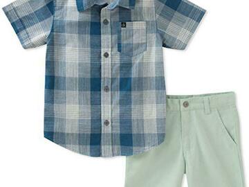 Selling with online payment: Calvin Klein Infant Boys Blue Plaid Shirt & Short Set Size 3/6M 6