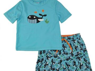 Selling with online payment: Kiko & Max Infant Boys Blue Rashguard Swim Set Size 3/6M 6/9M 12M