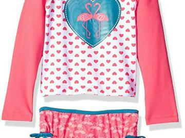 Selling with online payment: Kiko & Max Infant Girls Coral Rashguard Swim Set Size 3/6M 6/9M 1