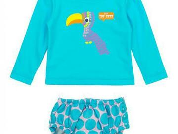 Selling with online payment: Kiko & Max Infant Girls Aqua Tucan 2pc Rashguard Swim Set Size S 