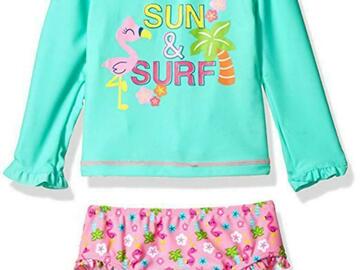 Selling with online payment: Kiko & Max Girls Turquoise Rashguard Swim Set Size 2T 3T 4T 4 5 6