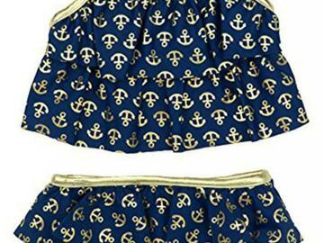 Selling with online payment: Kiko & Max Infant Girls Navy Gold Bikini Swimsuit Size 3/6M 6/9M 