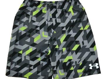 Selling with online payment: Under Armour Boys Gray & Black Printed Swim Short Size 5