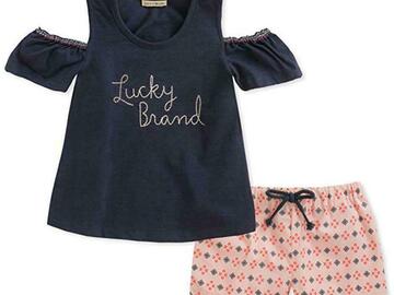 Selling with online payment: Lucky Brand Infant Girls Navy Top 2pc Short Set Size 12M 18M 24M 