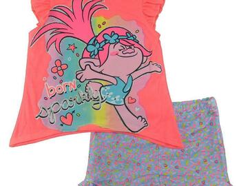 Selling with online payment: Trolls Girls Coral Top Two-Piece Short Set Size 2T 3T 4T
