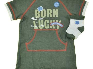 Selling with online payment: Lucky Brand Infant Girls Olive Shortall W/Socks Size 0/3M 3/6M 6/