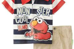 Selling with online payment: Elmo Infant Boys Striped Polo Two-Piece Short Set Size 12M 18M 24