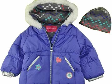 Selling with online payment: London Fog Toddler Girls Purple Coat with Matching Beenie Size 2T
