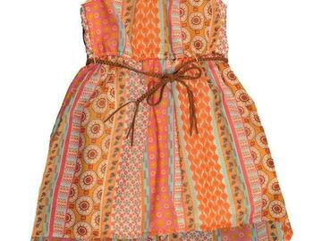Selling with online payment: Pogo Club Girls Coral Printed Chiffon Dress with Belt Size 4 5/6 