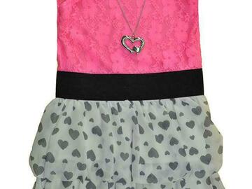 Selling with online payment: Dream Girl Big Girls Pink Laced Dress W/Necklace Size 8