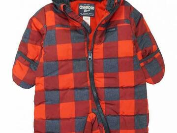 Selling with online payment: Osh Kosh B'gosh Infant Boys Red Checks Partial Fleece Lined Pram 