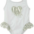 Selling with online payment: Juicy Couture Girls White & Silver 1pc Swimsuit Set Size 5 6X $60