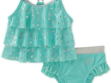 Selling with online payment: Juicy Couture Girls Mint & Silver 2pc Swimsuit Size 2T 4T 