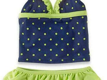 Selling with online payment: Osh Kosh B'Gosh Infant Girls Navy & Lime 2pc Tankini Swimsuit Siz