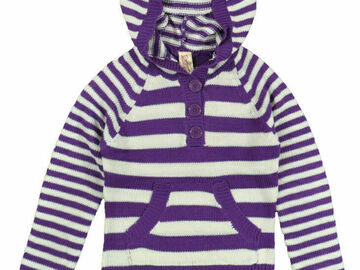 Selling with online payment: Chillipop Toddler Girls Purple & White Hooded Pull-Over Sweater S