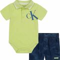 Selling with online payment: Calvin Klein Boys 2 Pieces Shadow Lime Polo Short Set Size 12M 18