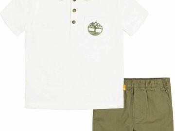 Selling with online payment: Timberland Boys 2 Pieces Marshmallow Shirt Short Set Size 4 5 6 7