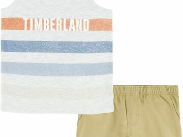 Selling with online payment: Timberland Boys 2 Pieces White Heather Tank Short Size Set 2T, 3T