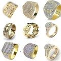 Comprar ahora: 50X Luxury Gold Rhinestone Men Rings Jewelry