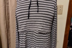 For sale: EUC Lightweight Cotton Hoodie, XL, Charcoal/Black stripes